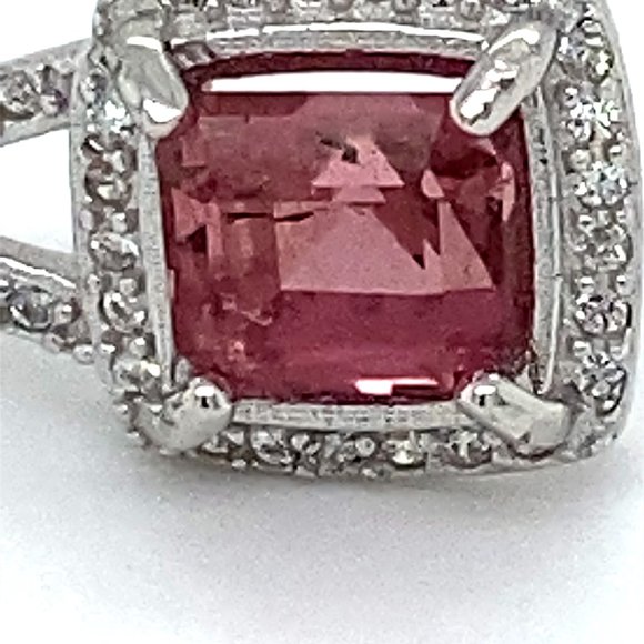 Rubellite 1.60ct White Gold Finish Silver Pendant - Picture 7 of 7